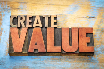 Wall Mural - create value word abstract in wood typography