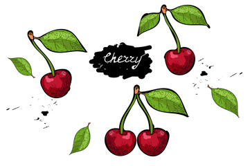 Doodle.vector illustration.   drawing of fruits. cherry.