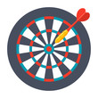 © Nikolai Titov - Dart in center of dartboard, vector illustration in flat design