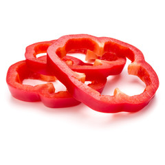 Poster - Red sweet bell pepper slices isolated on white background cutout