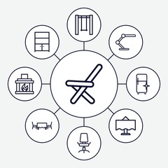 Set of 9 furniture outline icons