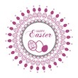 happy easter card with decorative wreath 