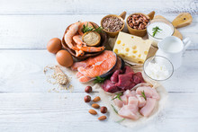 Assortment Of Healthy Protein Source And Body Building Food