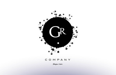 gr g r  circle grunge splash alphabet letter logo vector icon template