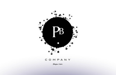 pb p b  circle grunge splash alphabet letter logo vector icon template