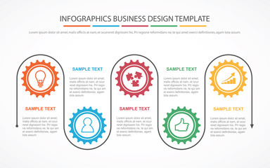 Business process infographic concept template for business or corporate with gear wheels and work strategy guide. EPS10 vector.