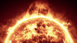 Sun surface with solar flares, Burning of the sun. Highly realistic sun surface.