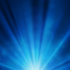 Abstract blue background with glowing rays, underwater background