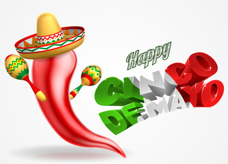 Sticker - Happy Cinco De Mayo Chilli Pepper Design