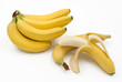 Bananen Bund und einzeln - Banane geschält makellos - Hintergrund weiss freigestellt - Background isolated