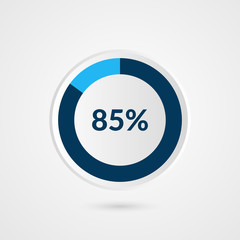 85 percent blue grey and white pie chart. Percentage vector infographics. Circle diagram business illustration