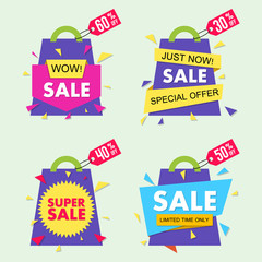 Vector sale banner set in material design style. EPS10.