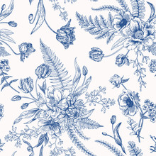 Seamless Floral Pattern  With Spring Flowers.