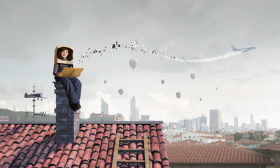Wall Mural - Dreaming of becoming a spaceman . Mixed media