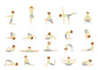 © inspiring.team - Yoga for kids. Isolated poses and asanas for children on white background.