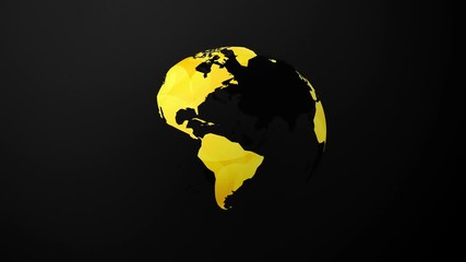 yellow world rotate loop abstract earth on black