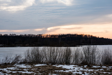 Wall Mural - sunset over the river Daugava