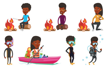 Sticker - Vector set of traveling people.