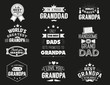 © peliken - Isolated Grandfathers quotes on the black background. Grandpa congratulation label, badge vector collection. Granddads Mustache, hat, stars elements for your design.