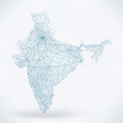 Poster - Abstract Telecommunication Network Map - India