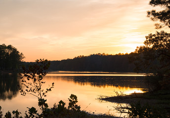Canvas Print - Sunset over Oak Mt. lake near Birmingham Alabama