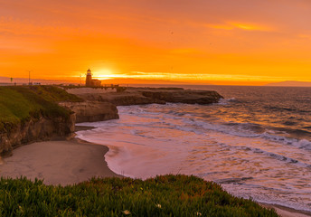 Wall Mural - Amazing view of sunrise near Pacific coast, Santa Cruz, California