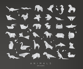 Wall Mural - Animals origami set