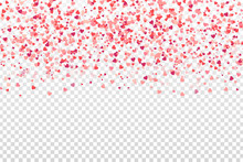 Vector Heart Confetti On The Transparent Background.