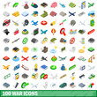 © ylivdesign - 100 war icons set, isometric 3d style