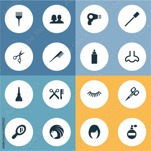 Vector Illustration Set Of Simple Salon Icons Elements Eyelash