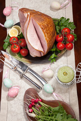 Wall Mural - Baked Easter Ham with Vegetables