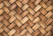 Closed Up Of Brown Color Wooden Weave Texture Background