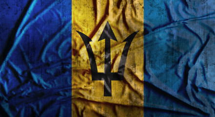 Wall Mural - Grunge crumpled Barbados flag. 3d rendering