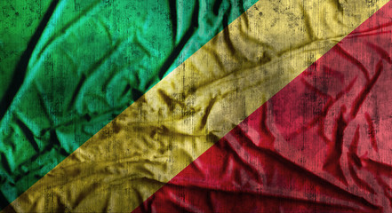 Wall Mural - Grunge crumpled Congo flag. 3d rendering