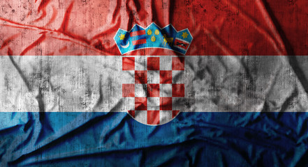 Grunge crumpled Croatia flag. 3d rendering