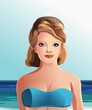 Девушка в купальники море пляжный отдых вектор