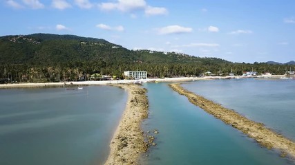 Wall Mural - Aerial View: John Suwan highest viewpoint to see mountain and sea shore at Koh tao, Thailand