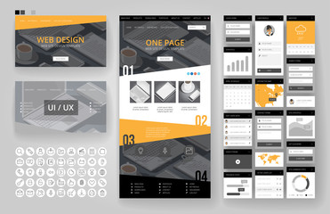 Wall Mural - website design template and interface elements