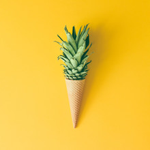 Ice Cream Cone With Pineapple Leaves