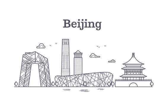 china beijing line panoramic skyline vector illustration