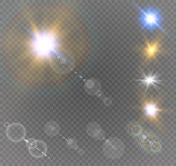 Wall Mural - abstract lens gold front solar flare transparent special light effect design. vector motion blur gla