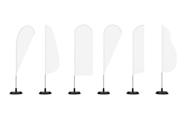 Poster - Blank Banner Feather Flag Stands. 3d Rendering