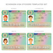 Schengen visa passport sticker templates for Norway, Luxembourg, Malta and Netherlands set