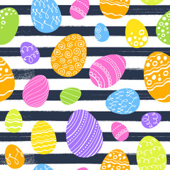 Wall Mural - Seamless colorful easter eggs pattern. Vector background.