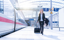 Young Business Woman Traveling Stock Photo