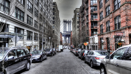 Nowoczesny obraz na płótnie The Manhattan Bridge on Dumbo area