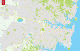 Fototapeta Mapy - Vector color map of  Sydney, Australia. City Plan of Sydney