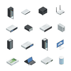 Wall Mural - data center icon set