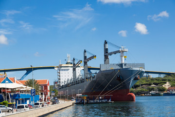 Canvas Print - Massive Tanker Docked in Curacao