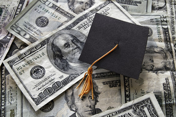 Wall Mural - Graduation cap on assorted money